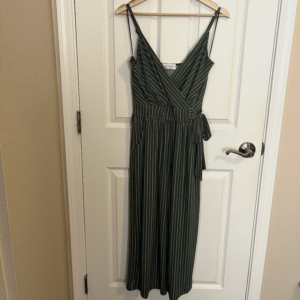 Green Striped Jumpsuit - Size Small